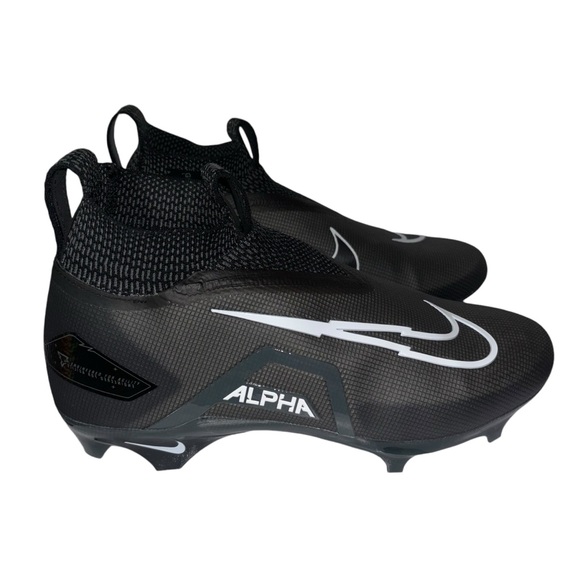 Nike Alpha Manace Elite 3 Black White Iron Gray FOOTBALL Sz 9.5 - Picture 2 of 7